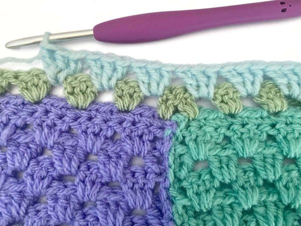 Detail of a second round of a crochet border